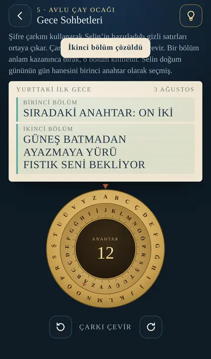 Şifre çarkı ekranı